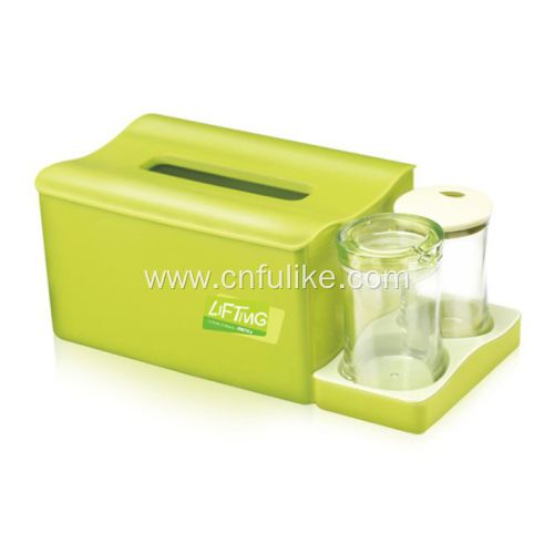 Eco-friendly Plastic Tissue Box with 2 Divider Jar